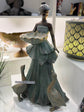 Carmen Bronze Gold Leaves Blue Dress Geese