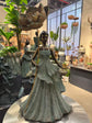 Esmeralda Bronze Gold Leaves Blue Dress