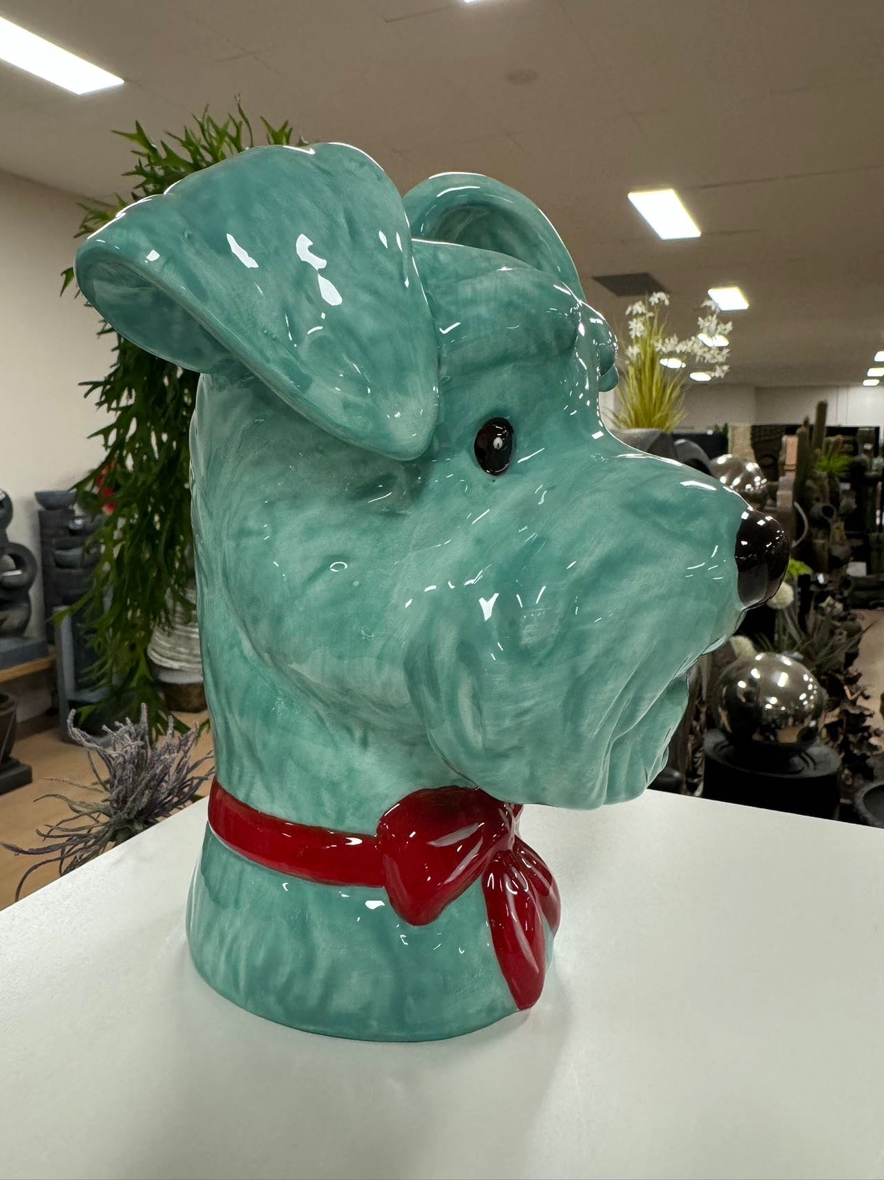 SCHNAUZER HEAD VASE TURQUOISE DOLOMITE PERFECT GIFT