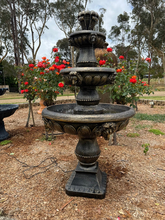 Marbella 4-Tier Water Fountain Lions Copper Unique Colour & Design