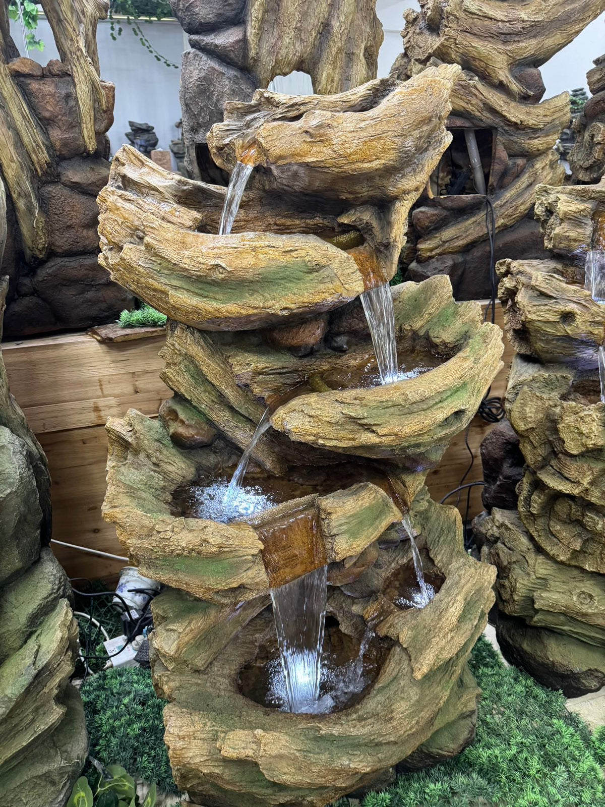 Wichita Falls Large Cascading Fountain Tall with Soothing Lights and Great Water Sound