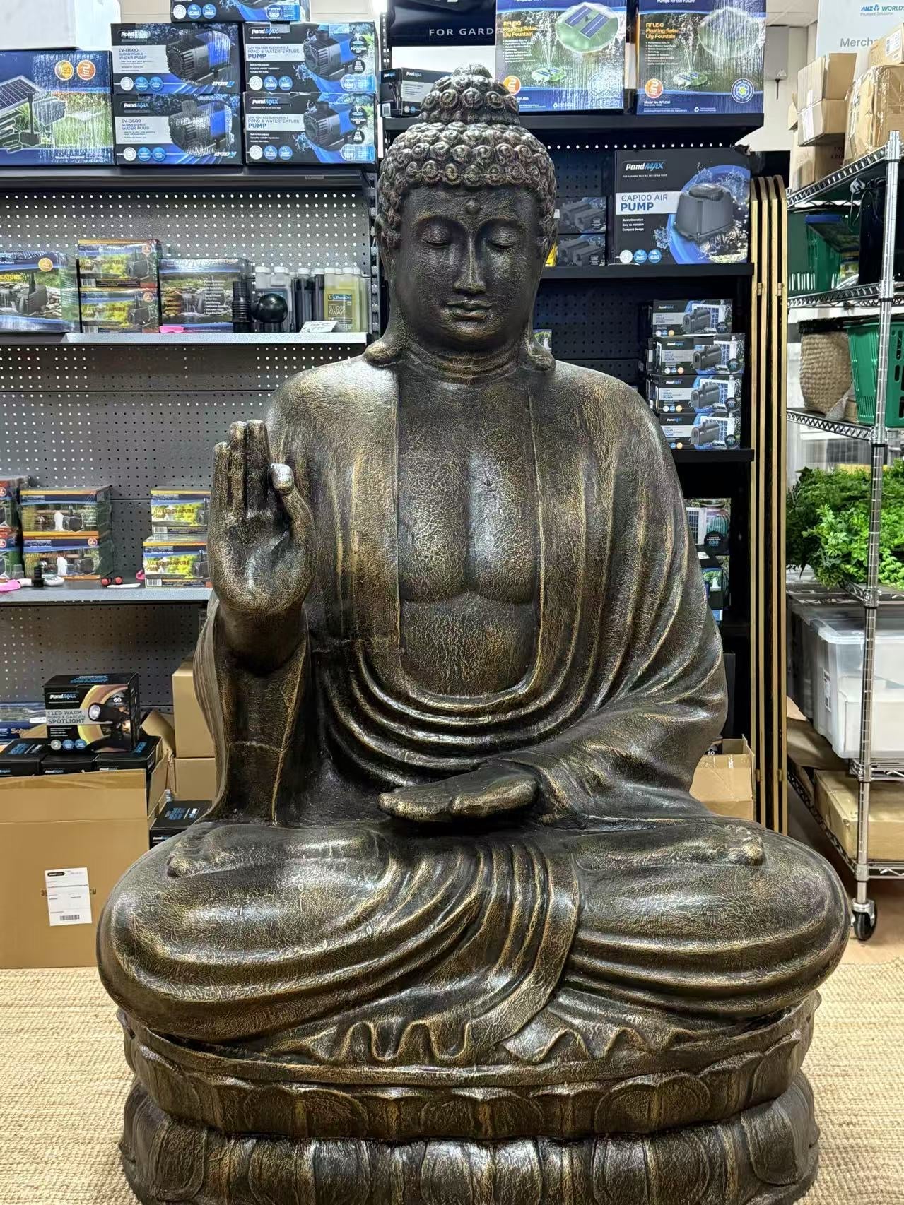 Mutiara Extra Large Buddha Statue Black Gold Cement Fibre Material Outdoor