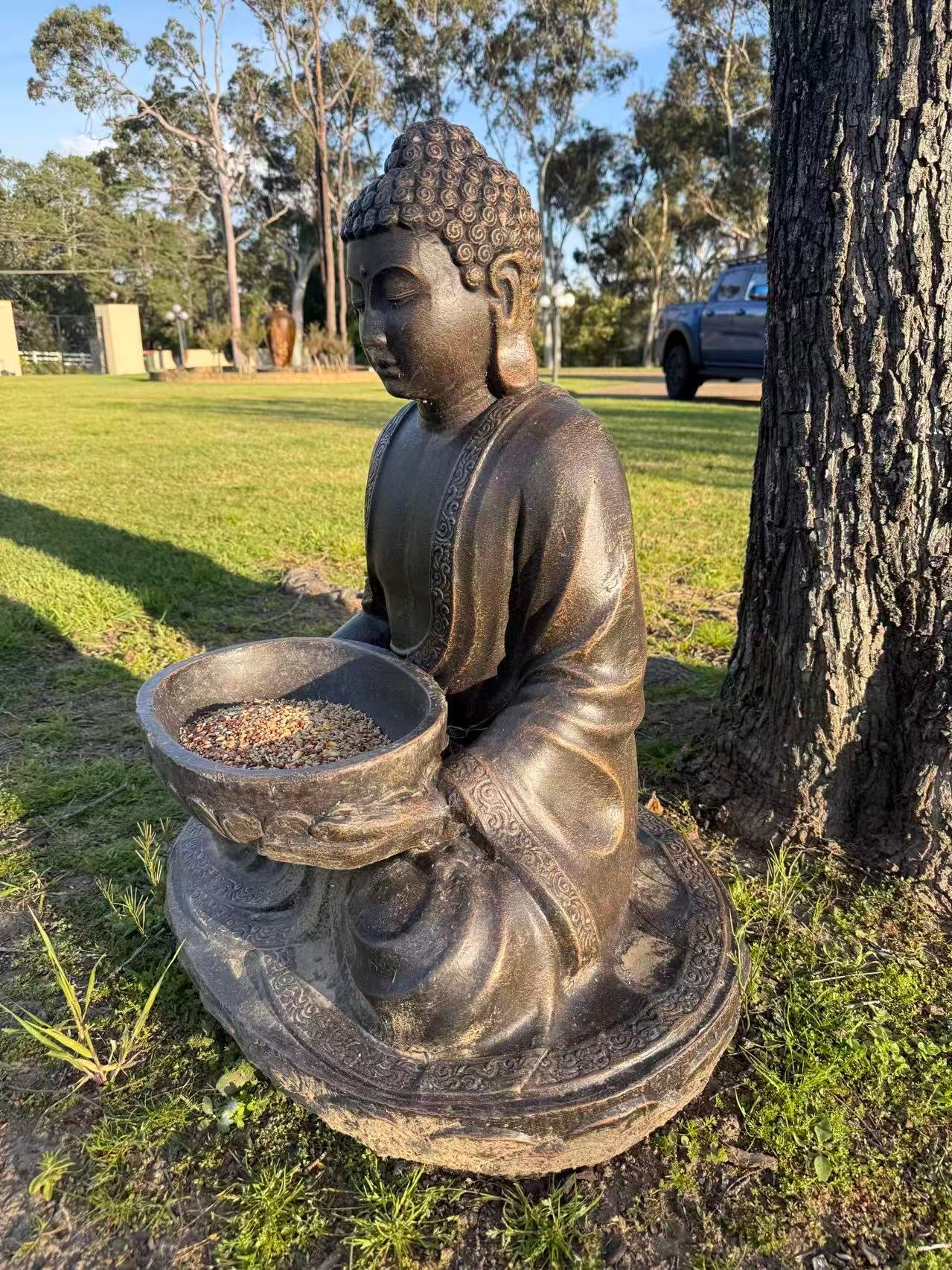 Jogja Buddha Birdfeeder Black Gold Cement Fibre ETA 30 July