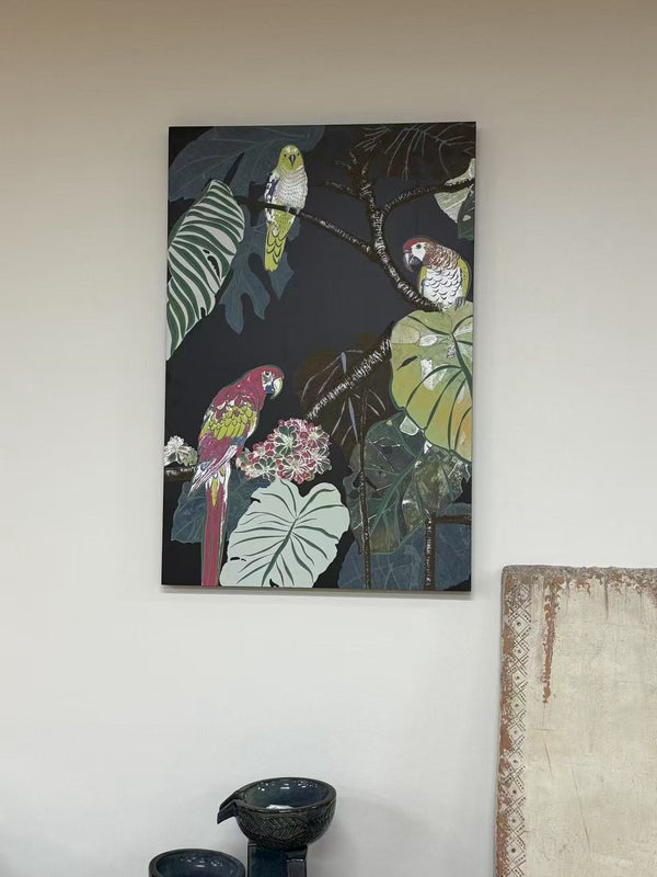 Flock Parrots Wood Printing Wall Art