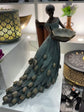 Lucia Bronze Gold Leaves Blue Dress