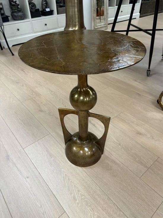 Merida Vintage Antique Brass Shiny Colour Metal Round Table Lush Collection