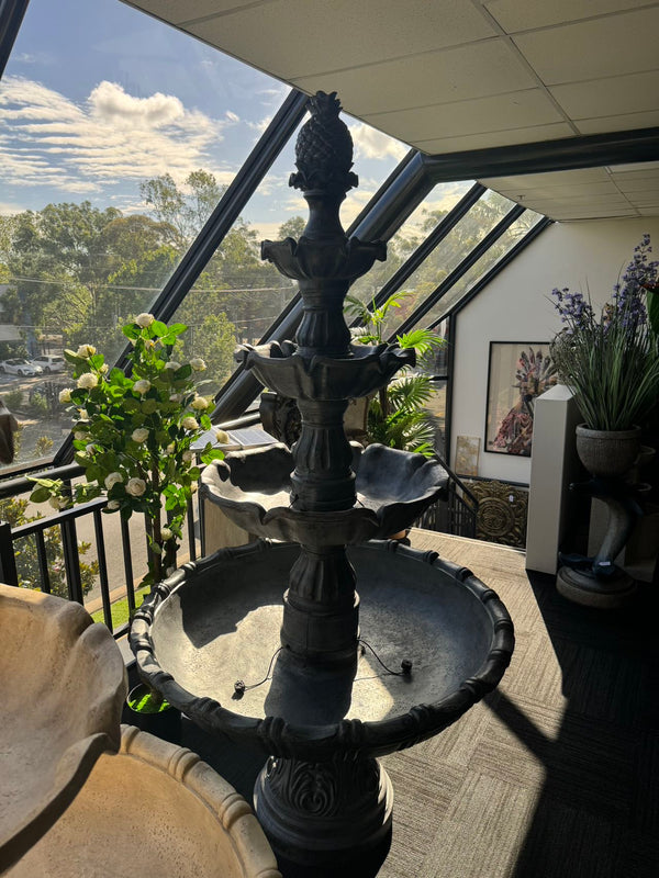 Lisboa Black Stone Effect 5-Tier Electric Powered Tiered Water Fountain