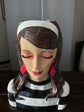 Famosa Bust Head with Earrings in Vivid Colours Ceramic Finish