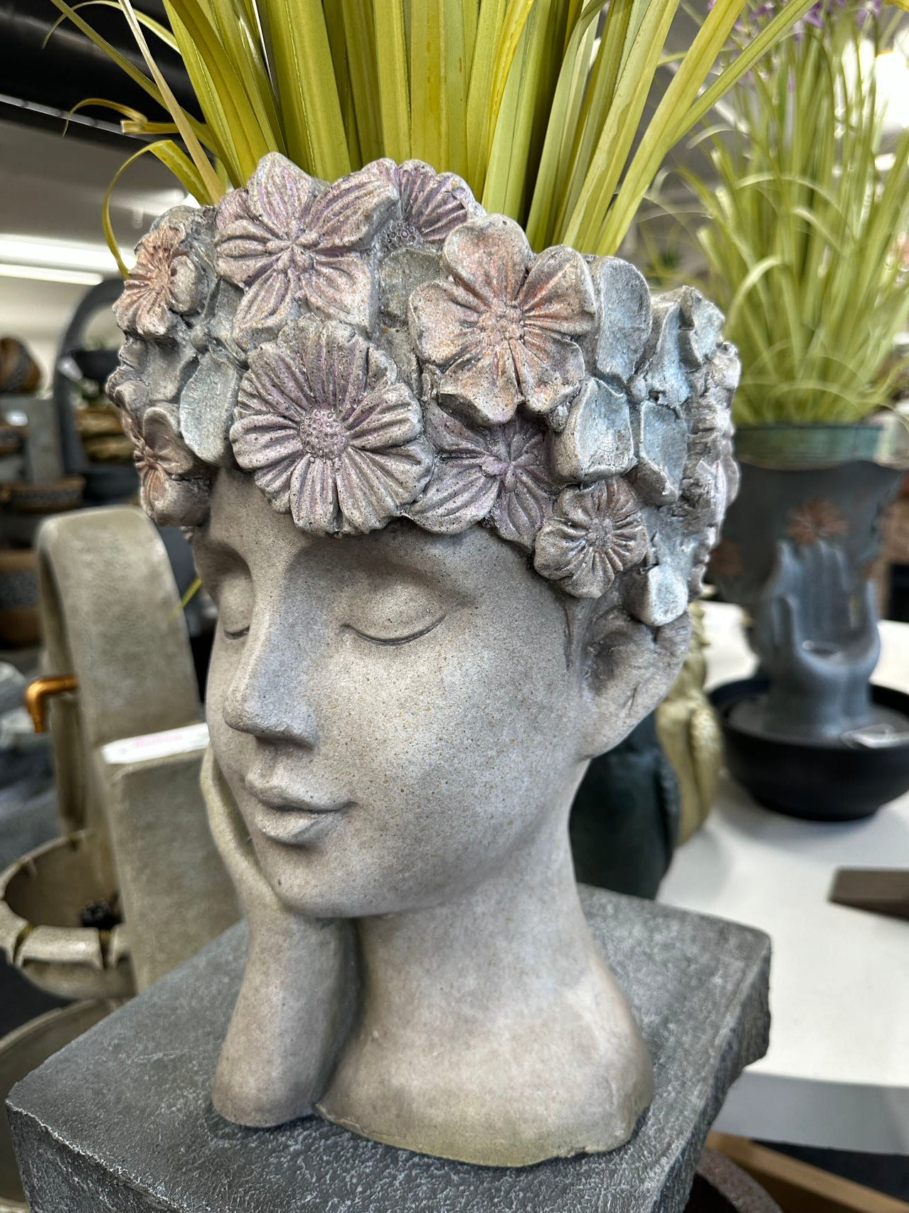 Sonia Beautiful Young Lady Head Bust in Pastel Flower Decoration