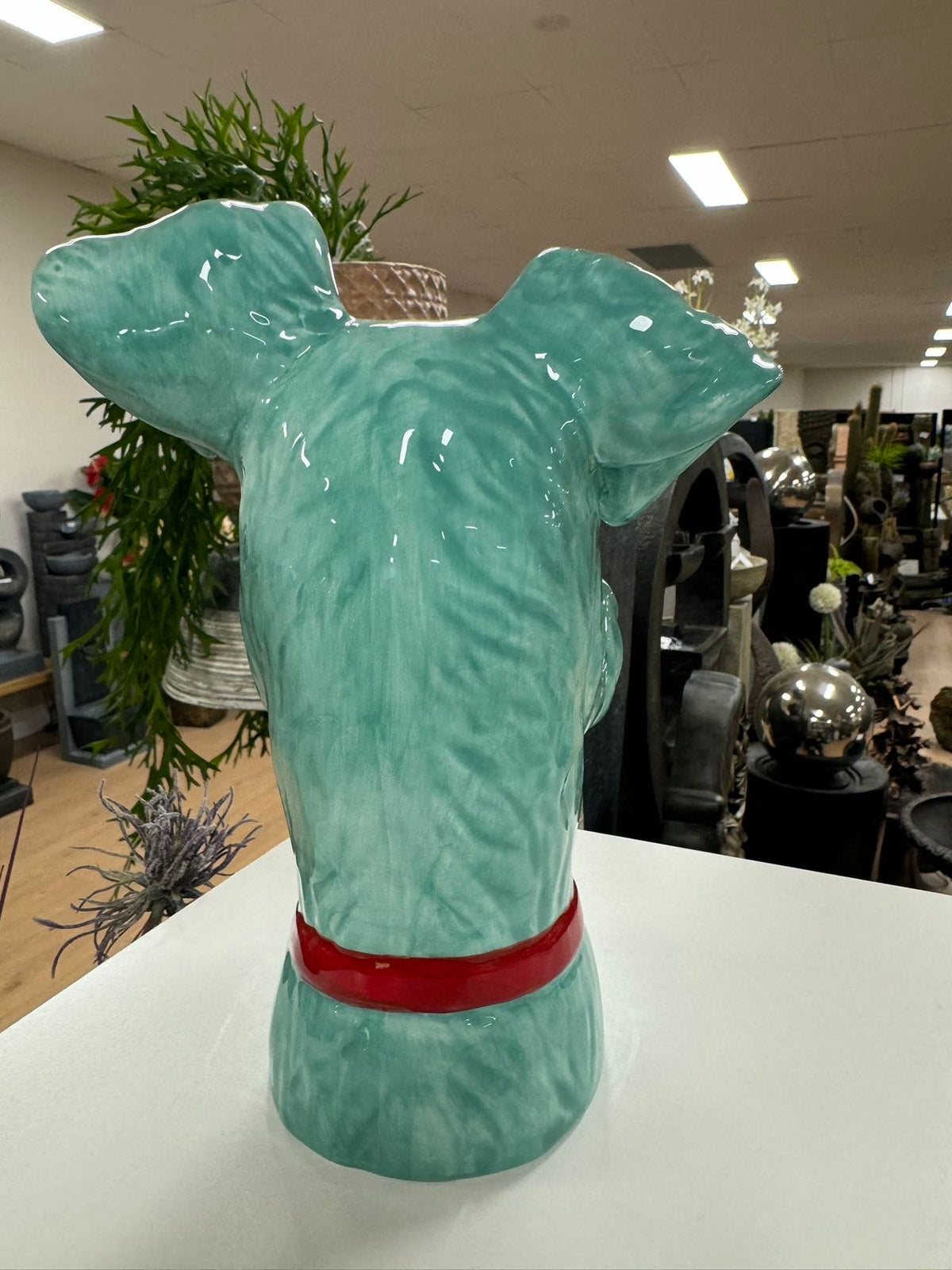 SCHNAUZER HEAD VASE TURQUOISE DOLOMITE PERFECT GIFT