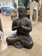 Joy Buddha Statue Black Gold Cement Fibre Material Outdoor