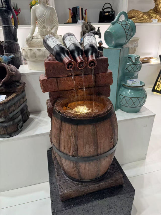 Vinomio 3 bottels of wine and a cask Water Feature New Collection March 2025