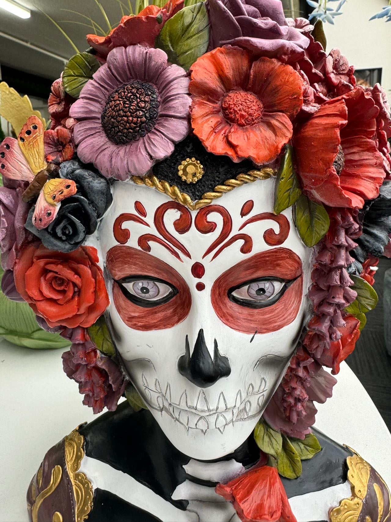 Muertes Bust Head Day of the Dead Mexican Vivid Colours Ceramic Finish