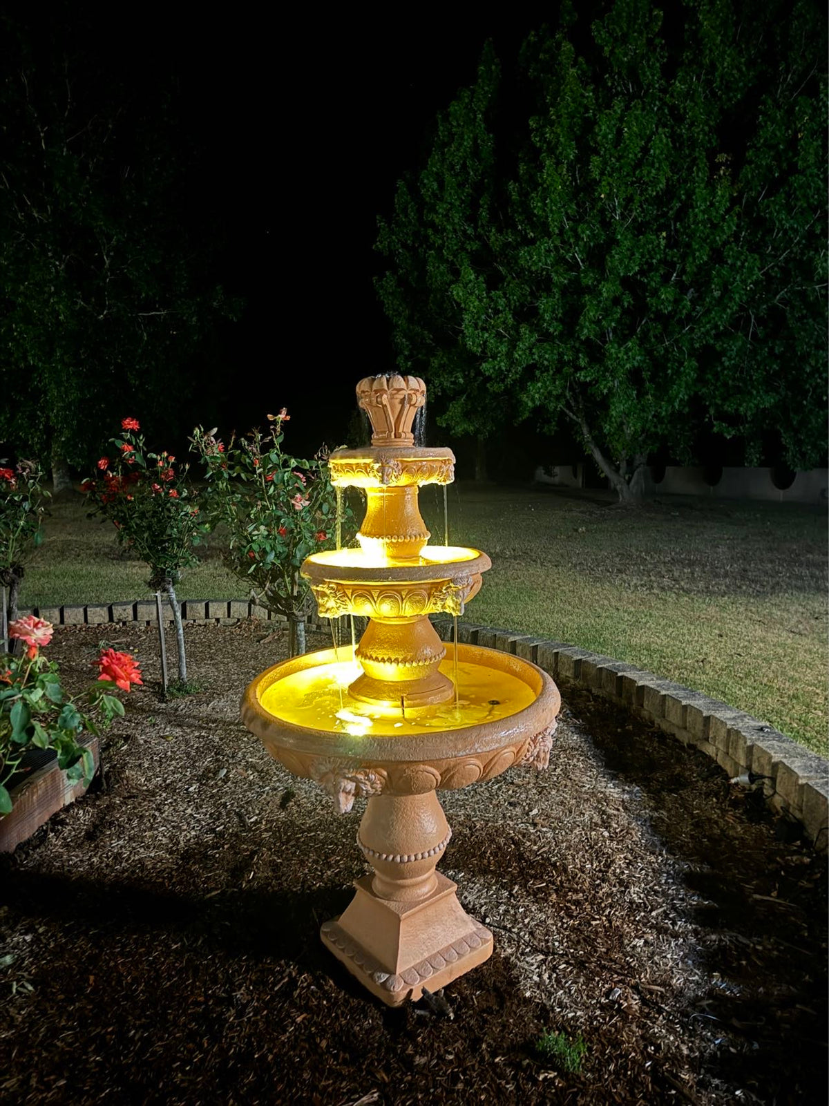 Marbella 4-Tier Water Fountain Lions Terracotta Unique Colour & Design