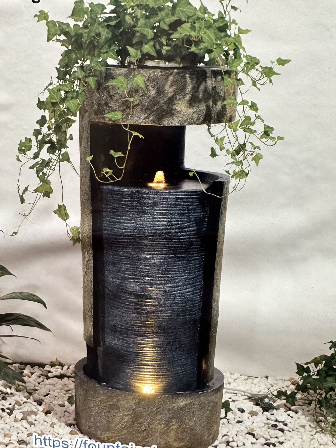 Mungara Curtain Water Feature with Top Pedestal Fountain