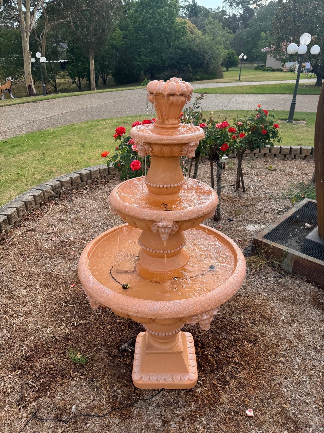Marbella 4-Tier Water Fountain Lions Terracotta Unique Colour & Design