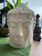 Zen Buddha Head Statue Sandstone Cement Fibre Wood Motif