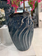Isleta Glazed Ceramic Urn Shaped Blue Fountain with Birds