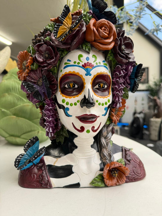 Miedo Bust Head Day of the Dead Mexican Vivid Colours Ceramic Finish