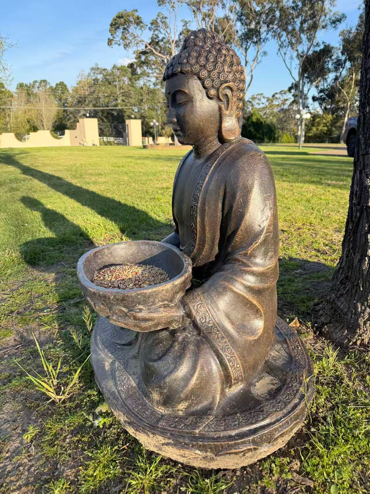 Jogja Buddha Birdfeeder Black Gold Cement Fibre ETA 30 July