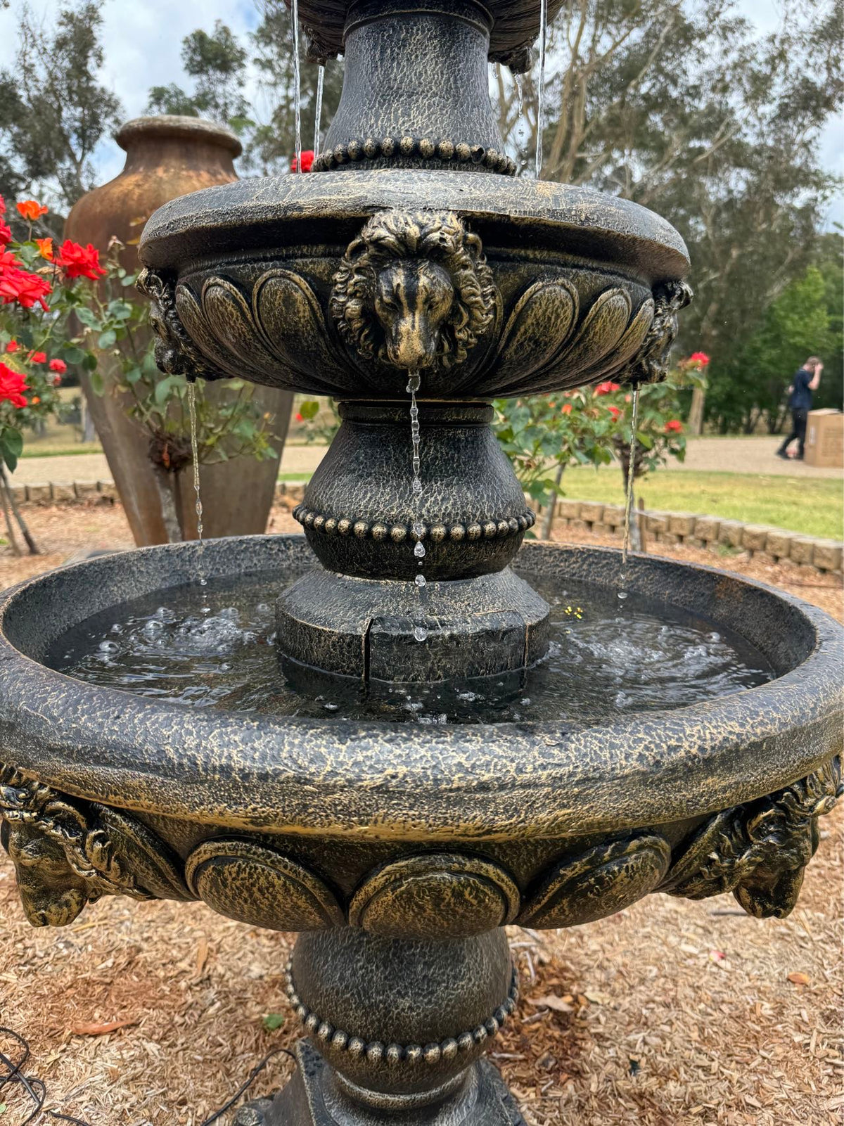 Marbella 4-Tier Water Fountain Lions Copper Unique Colour & Design