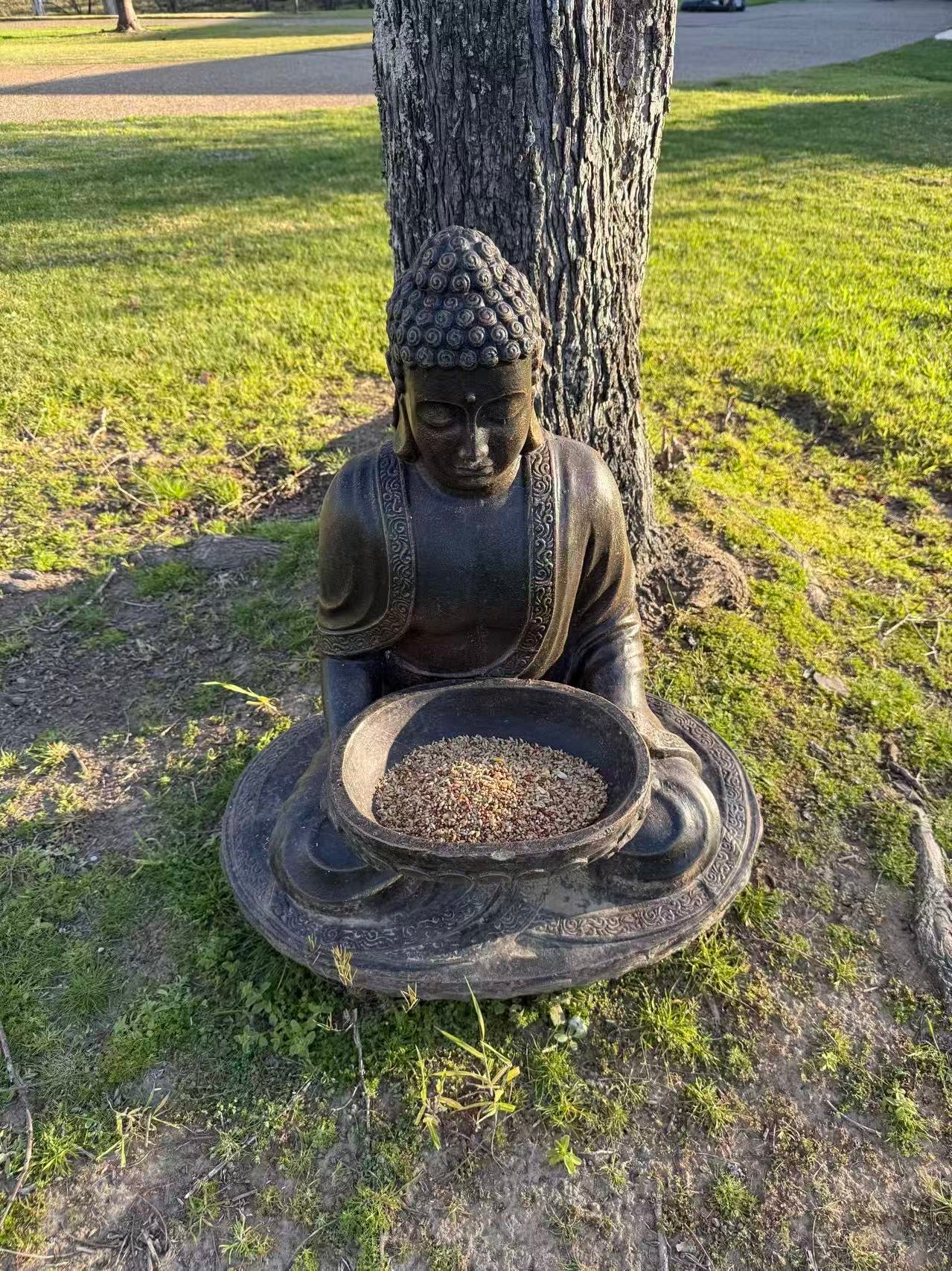 Jogja Buddha Birdfeeder Black Gold Cement Fibre ETA 30 July