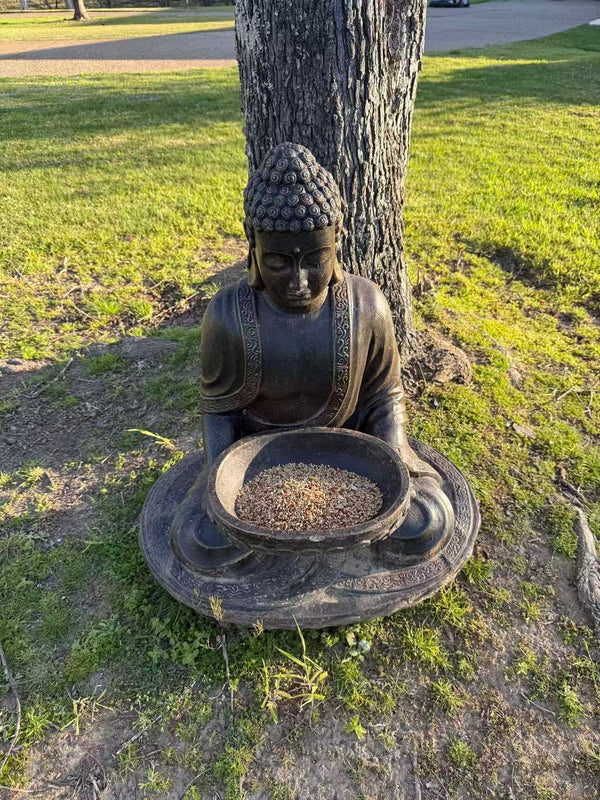 Jogja Buddha Birdfeeder Black Gold Cement Fibre ETA 30 July
