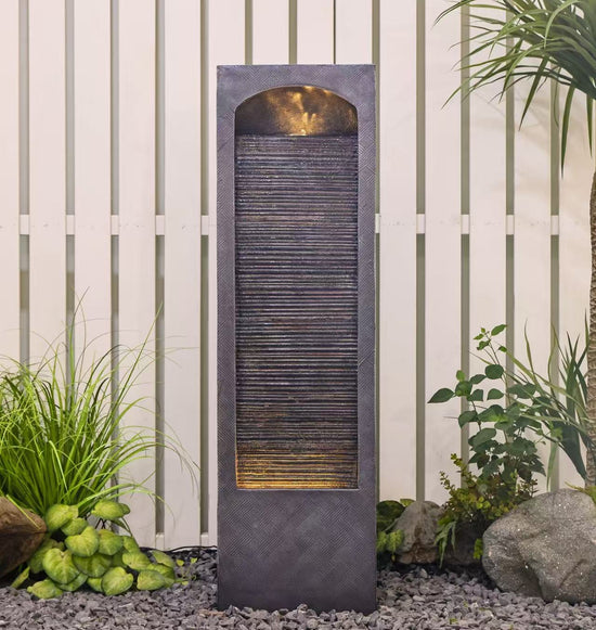 Tahiti Lights & Water Combo Natural Wall Water Feature Sublime Design