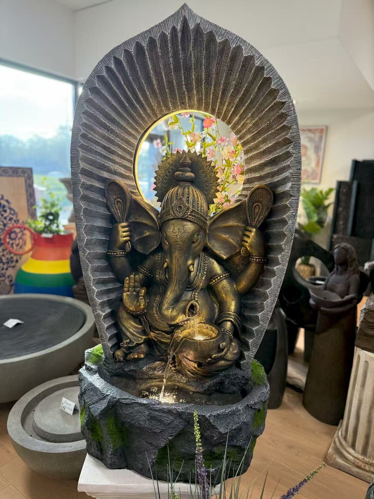 Abundance Ganesh Tall Water Feature 1.3m High Indoor & Outdoor Fountain