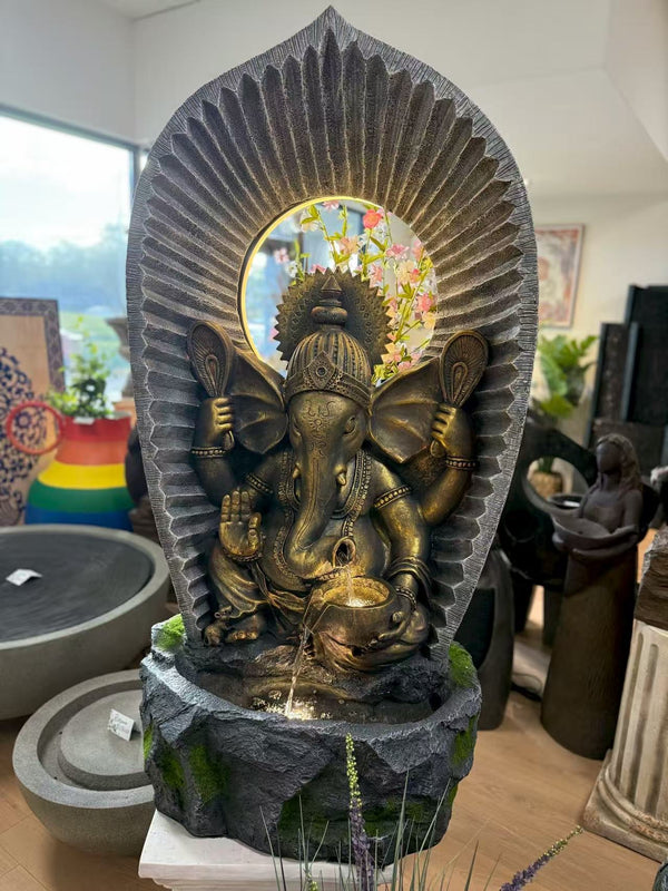 Abundance Ganesh Tall Water Feature 1.3m High Indoor & Outdoor Fountain