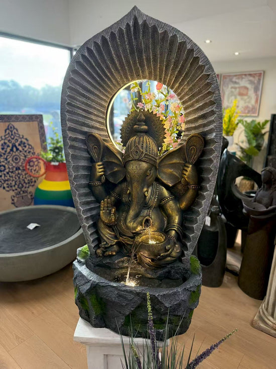 Abundance Ganesh Tall Water Feature 1.3m High Indoor & Outdoor Fountain