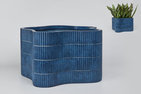 Azzuro Italian Blue Ceramic Look Design MGO Planter