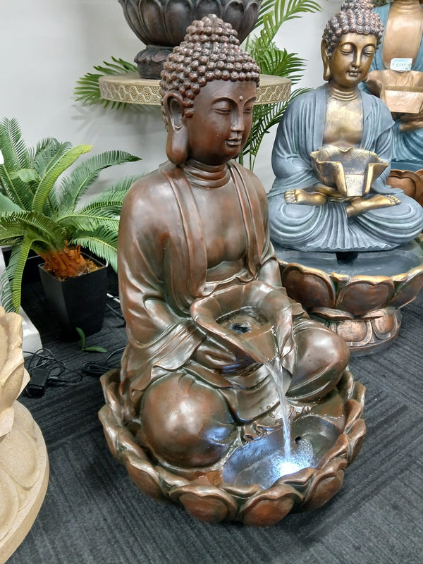 Courage Buddha Tabletop  Water Feature 90cm Tall Outdoor Fountain Unique Colour