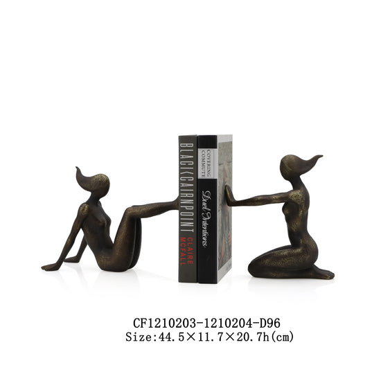 Igualdad Symmetry Girls Bookends in Vivid Colours Brass Effect