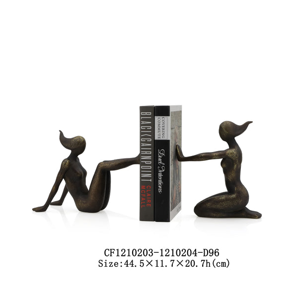 Igualdad Symmetry Girls Bookends in Vivid Colours Brass Effect