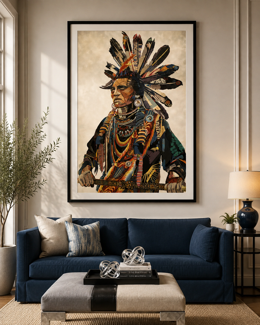 Native American Chief Large Paper Collage
