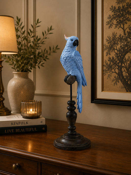 Exotic Light Blue Bird Parrot on Perch