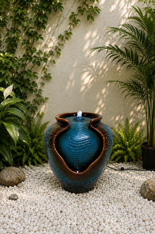 Azzura Italian Blue Water Feature - Exclusive Fandango Design