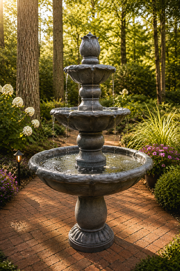 Kasba Copper Effect 4-Tier Solar Water Fountain 1.8m