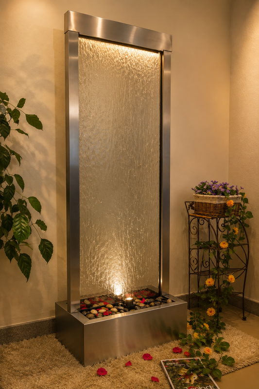 Carthage Glass Stainless Steel Fountain