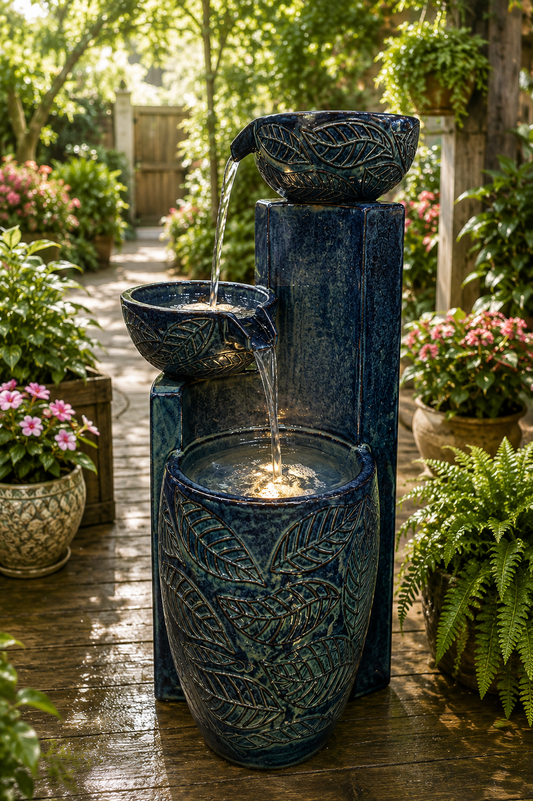 Rio Azul Glazed Ceramic Fountain