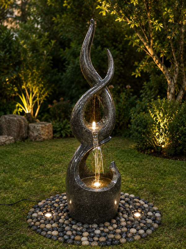 Opera Tall Abstract Water Feature 2 Lights Bubblers