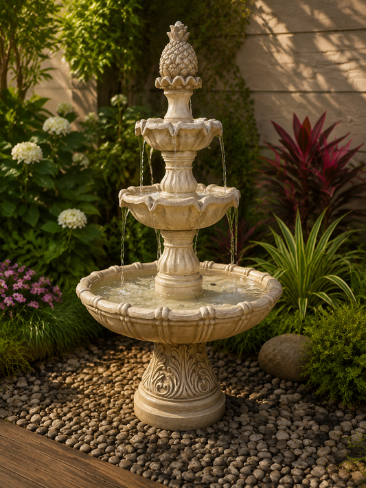 Amadora Ivory Stone Effect 5-Tier Electric Powered Tiered Water Fountain