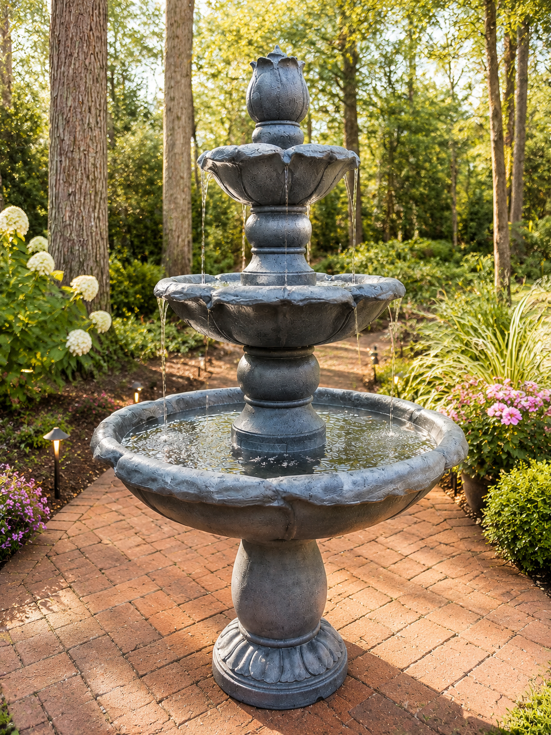 Kasba Copper Effect 4-Tier Solar Water Fountain 1.8m