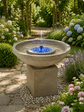 Cuomo Sandstone Coloured Solar Fountain Remote Controlled Flow Changing Colour LED