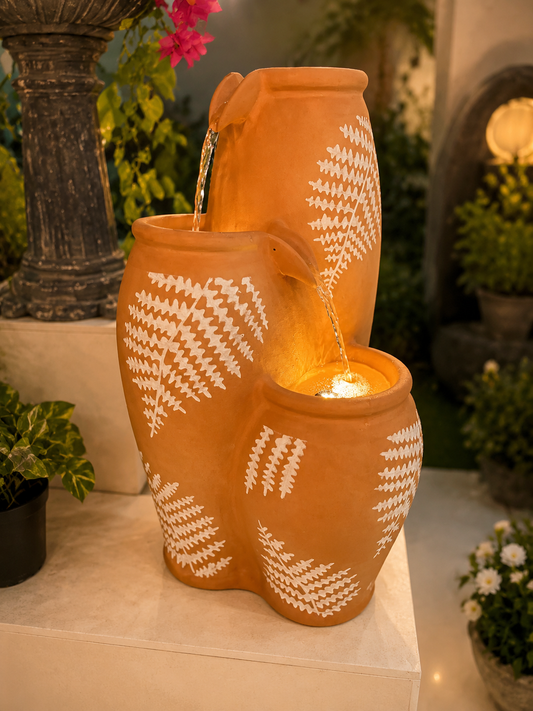 Almerimar Ceramic Water Feature in Clay Terracotta Earthy Colours