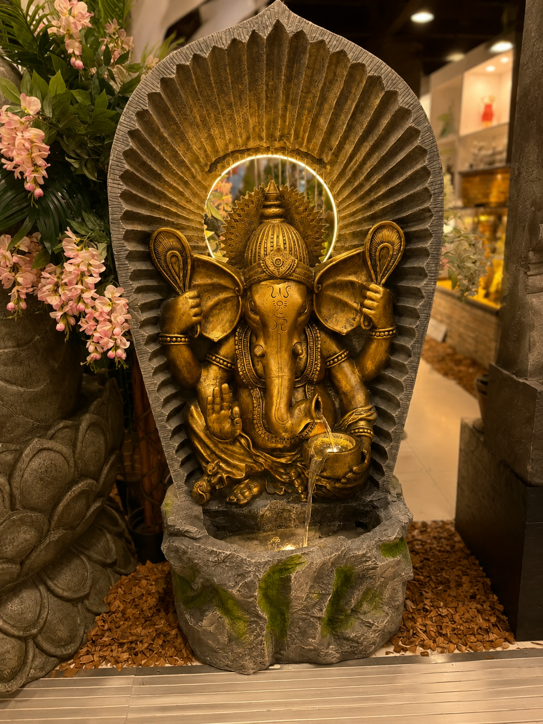 Shakti Ganesh Tall Water Feature 1.5m High Indoor & Outdoor Fountain