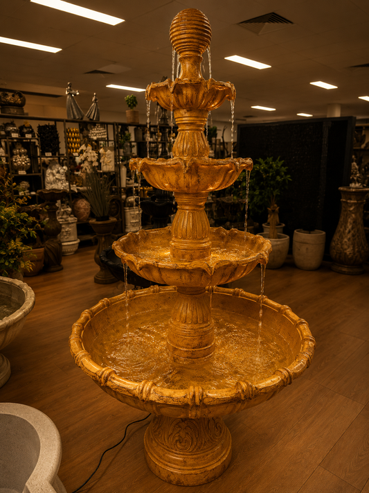 Mijas tall 5 tiers terracotta stone colour garden fountain