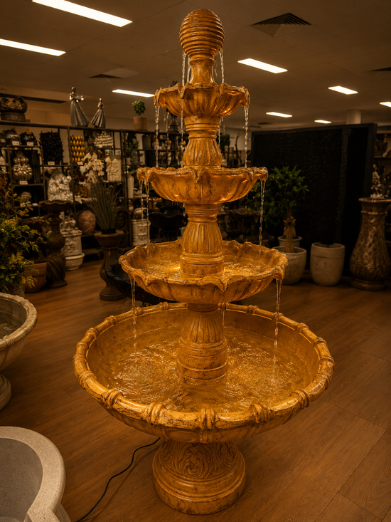 Mijas tall 5 tiers terracotta stone colour garden fountain