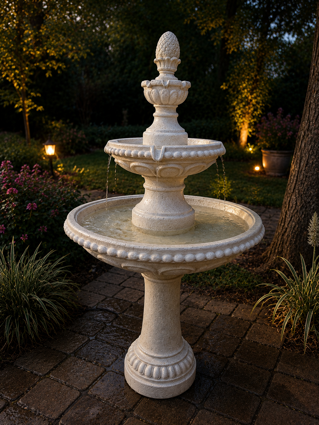 Salinas off-white solar fountain chargeable Panel SOLAR